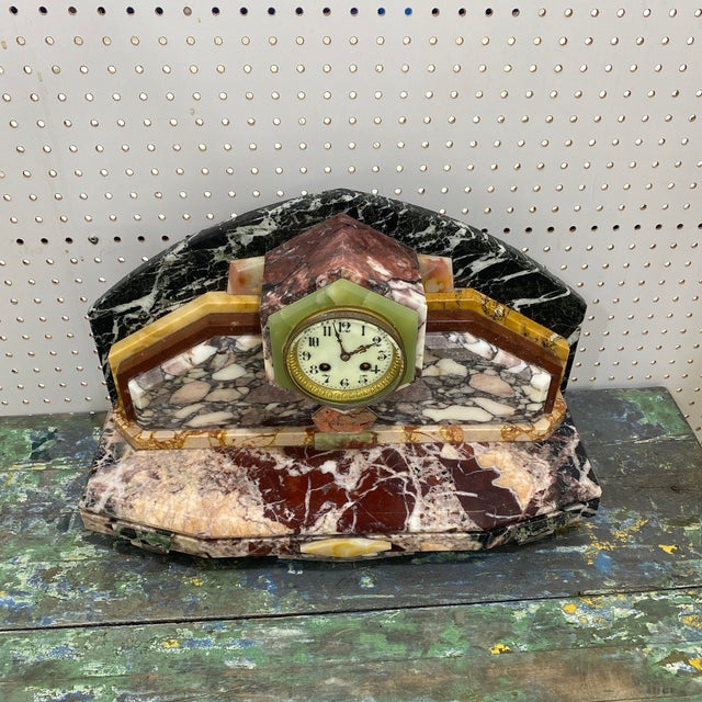 Pink 1920s French Art Deco French Mantle Clock For Sale - Image 8 of 12