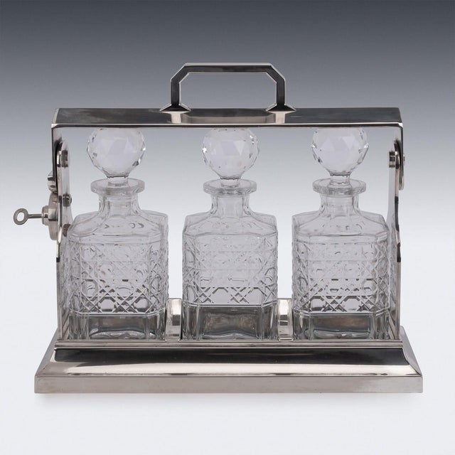 Silver Plated & Cut Glass Tantalus, 1990s For Sale - Image 7 of 9