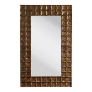Vintage Bronzed Hammered Metal Full Length Mirror For Sale