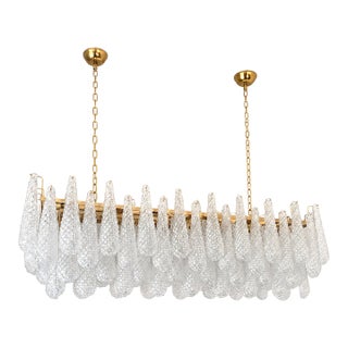 Contemporary Clear “Conchiglie” Murano Glass Rectangular Gold Chandelier by Simoeng For Sale