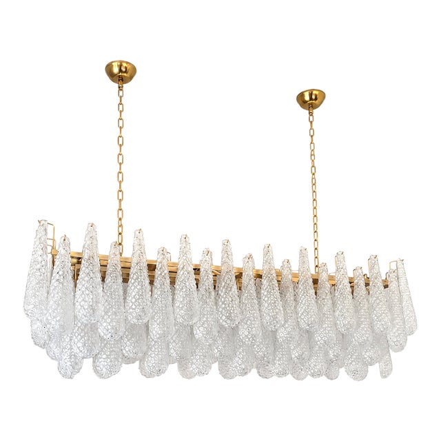 Contemporary Clear “Conchiglie” Murano Glass Rectangular Gold Chandelier by Simoeng For Sale