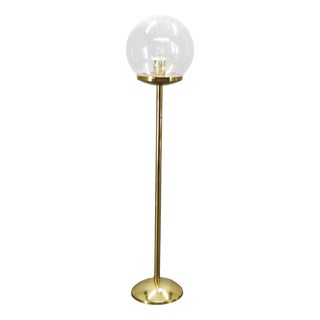 Space Age Bubble Glass and Brass Floor Lamp, Czechoslovakia, 1970s For Sale