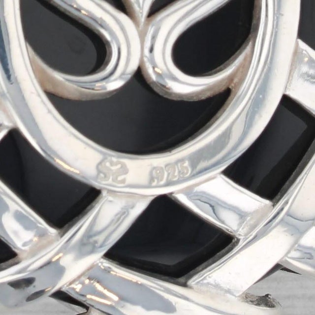 2000 - 2009 Slane & Slane Onyx Statement Enhancer Pendant Sterling Silver Basket Weave For Sale - Image 5 of 6