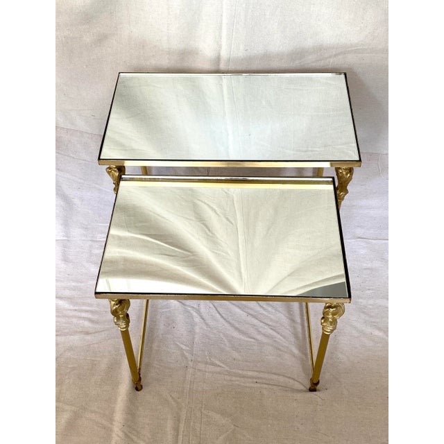 Modern Neo-Classic French Brass Nesting Tables - a Pair For Sale - Image 3 of 12