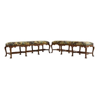 Pair of Formations Califia Upholstered Walnut Bench Seats For Sale