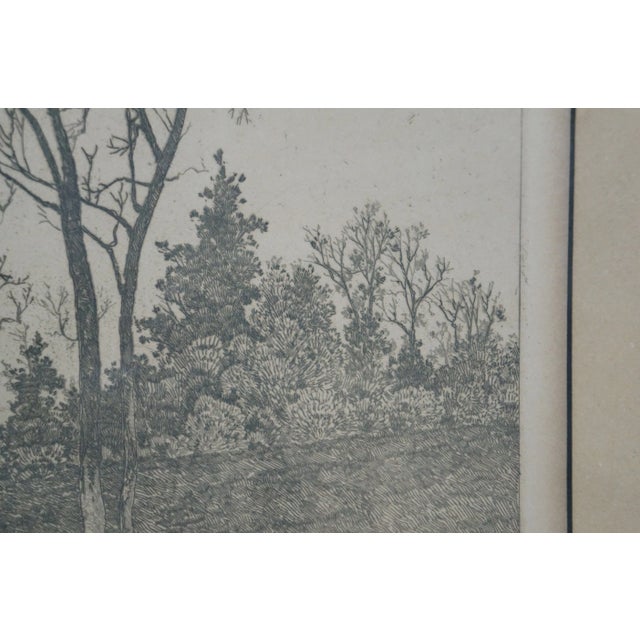 Black Antique Lh King the Path in the Forest Landscape Etching 20", Framed For Sale - Image 8 of 11