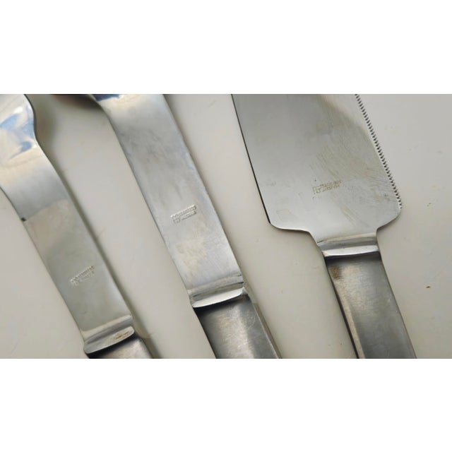 Silver 1960s a S Arthur Salm Austria Carving Knife, Serving Fork and Spoon Set, in Brushed Satin Stainless Steel For Sale - Image 8 of 11