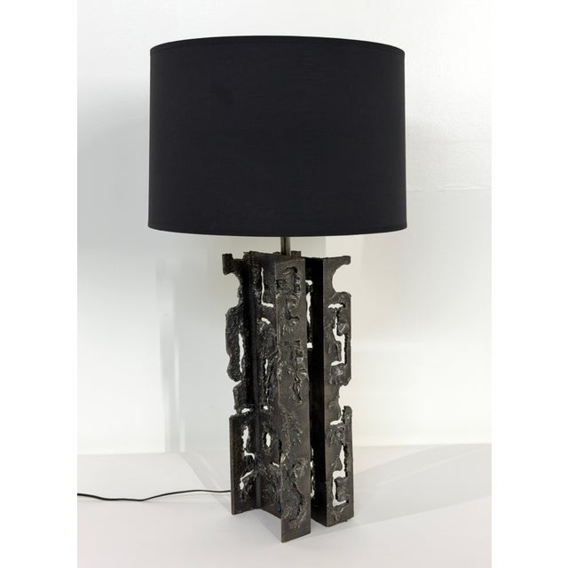 Mid 20th Century Brutalist Welded Steel Table Lamp in the Manner of Paul Evans For Sale - Image 13 of 16