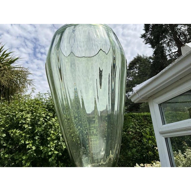Antique Sea Green Ribbed Footed Vase by James Powell for Whitefriars, 1880s For Sale - Image 10 of 12