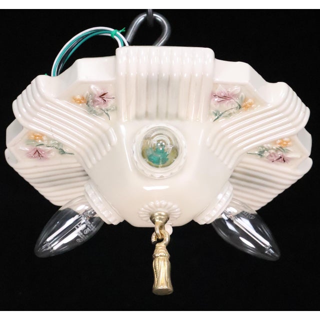 Art Deco Restored 1930s Art Deco Ceramic Flush Mount Light For Sale - Image 3 of 8