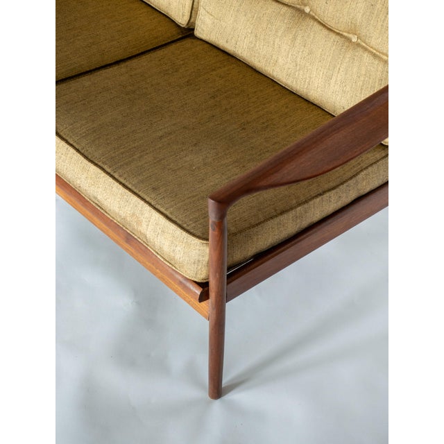 Ib Kofod Larsen for Selig Picket Back Sofa, Danish MCM Walnut Frame Couch For Sale - Image 12 of 13