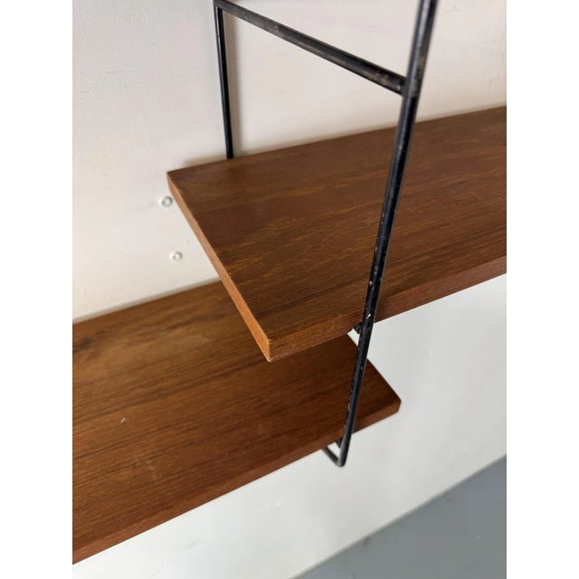 Black Mid-Century Modern Teak and Steel String Wall System by Kajsa & Nils Nisse Strinning for String, 1950s, Set of 6 For Sale - Image 8 of 9