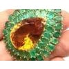 Bochic "Orient" Vintage Green Emerald & HoneyCitrine Ring Set 18K Gold & Silver For Sale - Image 16 of 18