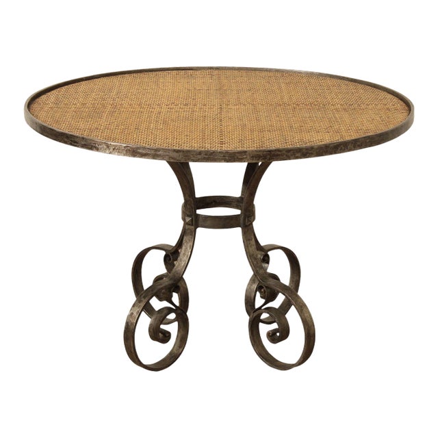 Biedermeier Style Forged Iron Base Round Dining Table For Sale