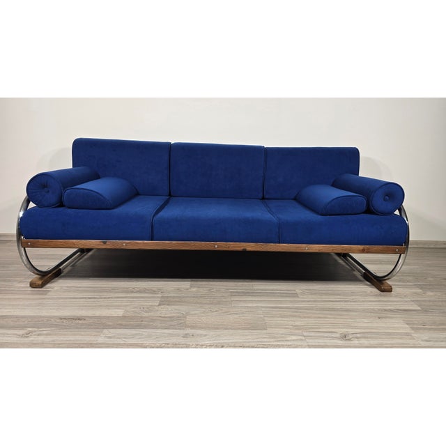 Metal Bauhaus Chrome Sofa by Robert Slezák for Slezák Factories, 1930s For Sale - Image 7 of 14