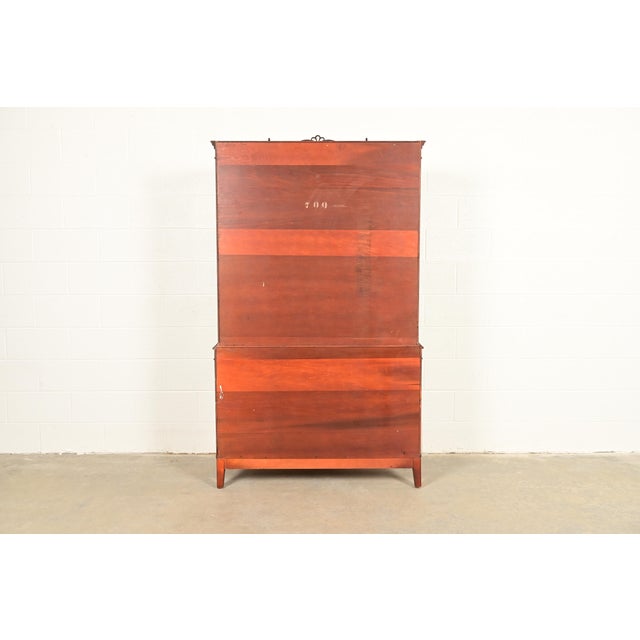 Romweber Antique Georgian Flame Mahogany Breakfront Bookcase Cabinet, Circa 1920s For Sale - Image 12 of 13