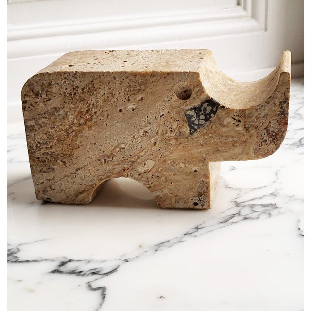 Travertine Rhino Sculpture by Enzo Mari for Fratelli Mannelli, 1970s For Sale - Image 4 of 11