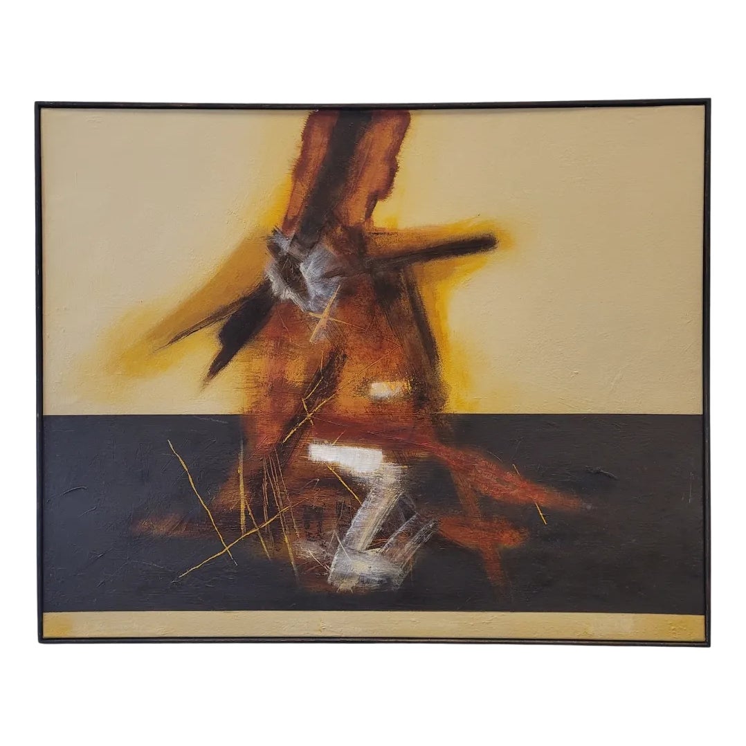 Andrés Mende, Red and Black Abstract Informalist Artwork, 2018, Oil on ...