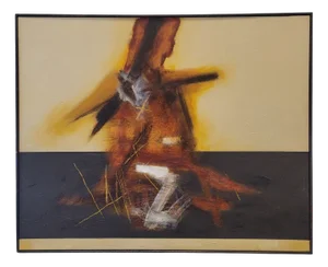 Andrés Mende, Red and Black Abstract Informalist Artwork, 2018, Oil on Canvas