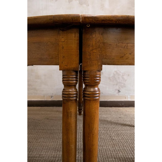 Wood Turned Walnut Demilune Consoles 19th Century, 1890s, Set of 2 For Sale - Image 7 of 8