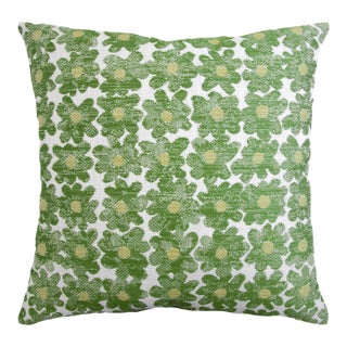 Kevin O'Brien Daisy Avocado 18" Performance Pillow For Sale