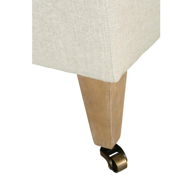 Alcott Ottoman, Cream Linen For Sale - Image 6 of 8
