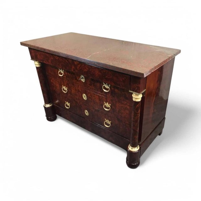Traditional Empire French Chest in Mahogany and Marble, 1810 For Sale - Image 3 of 12