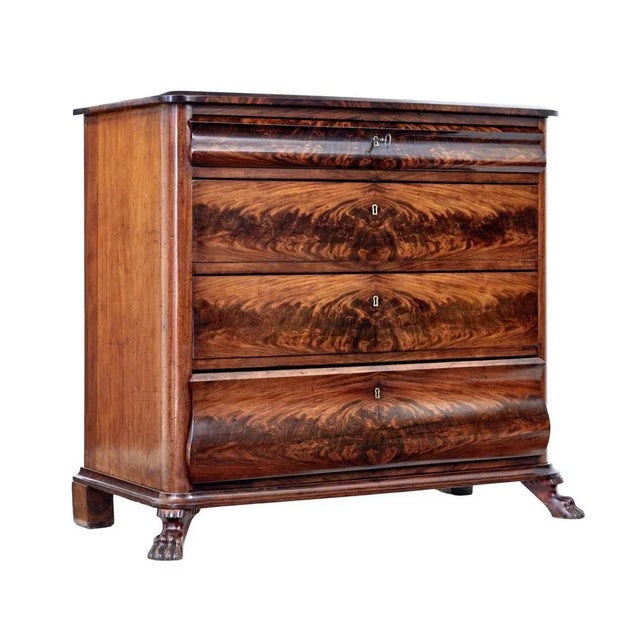 Vintage Danish Chest of Drawers in Flame Mahogany For Sale - Image 10 of 10