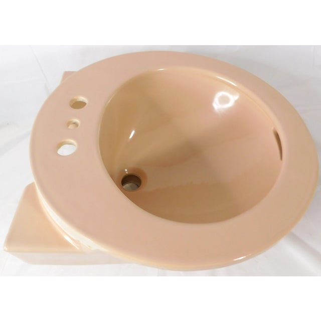 1970s Vintage Crane Vitreous China "Sun Tan" Drop-in Bathroom Sink For Sale In Portland, ME - Image 6 of 16