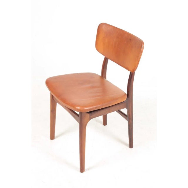 Mid-Century Side Chair in Rosewood and Patinated Leather by Gustav Bertelsen For Sale - Image 3 of 9