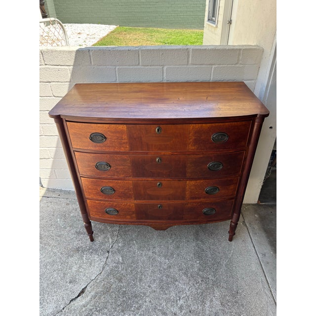 Antique New England Federal Chest of Drawers / Dresser. Birds Eye maple veneer drawer faces. Circa early 19th century....