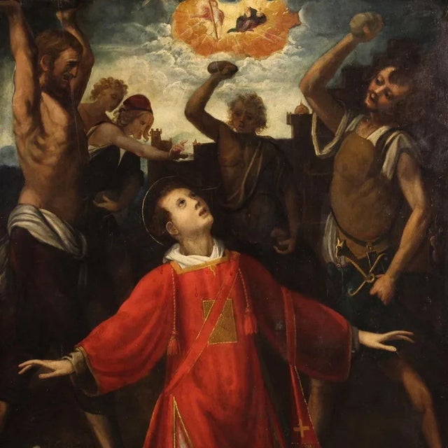 Italian Artist, The Martyrdom of Saint Stephen, 1610, Oil on Panel, Framed For Sale - Image 6 of 15