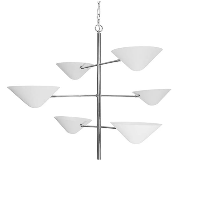 Worlds Away Matthew Izzo Home - Avalon White and Nickel Multi Light Chandelier For Sale - Image 4 of 4