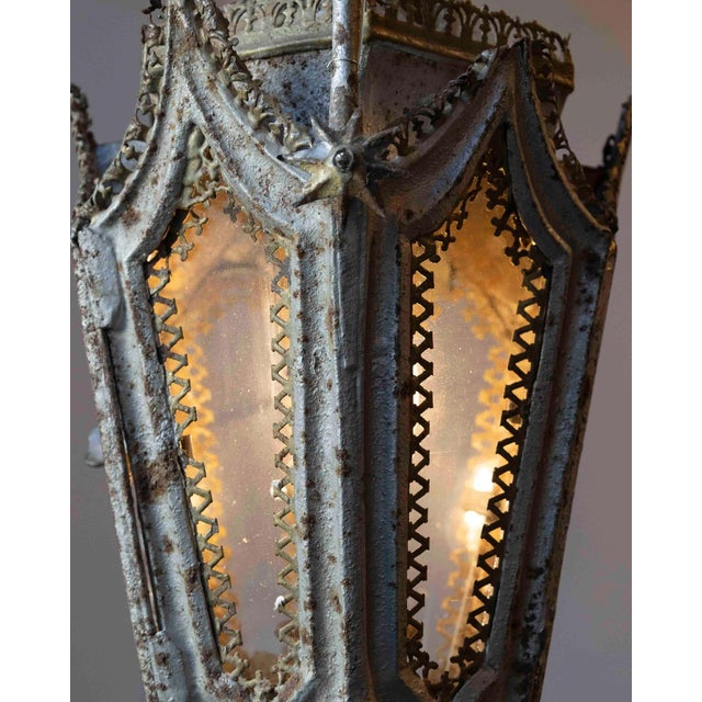 19th Century 19th Century English Painted Iron Gothic Revival Period Lanterns - a Pair For Sale - Image 5 of 9