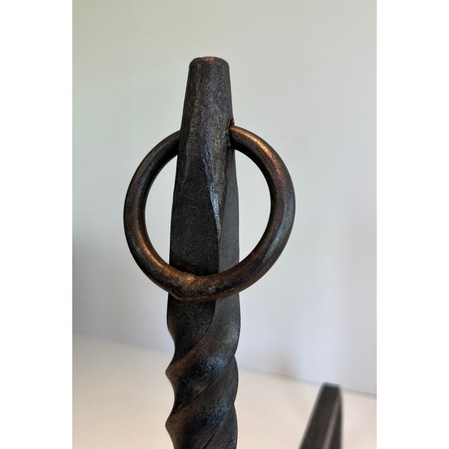 1920s Wrought Iron Andirons - a Pair For Sale - Image 6 of 12