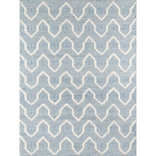 Erin Gates by Momeni Langdon Prince Blue Hand Woven Wool Area Rug 2' X 3' For Sale