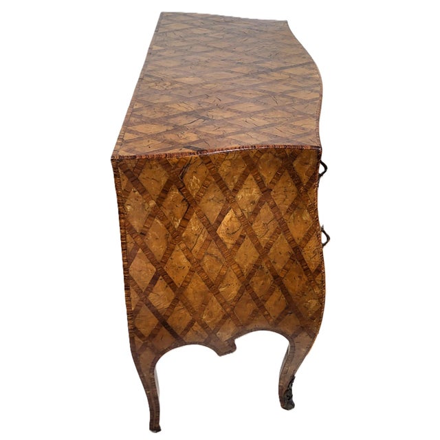 Brown Vintage Italian 20th C Venetian Style Olivewood Parquetry Bombe Commode Chest For Sale - Image 8 of 17