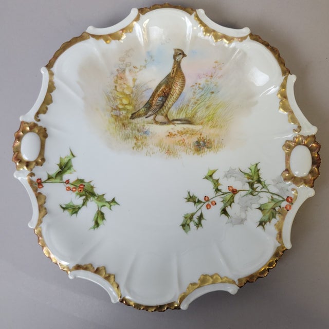 American C. 1900 Limoges Hand-Painted Game Bird Cabinet Plates - Set of 6 For Sale - Image 3 of 11