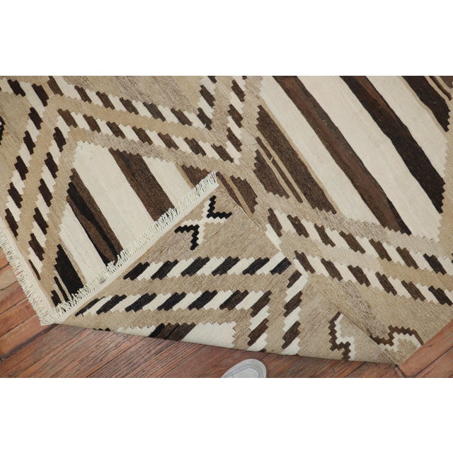 Brown Mid-Century Modern Room Size Turkish Kilim - 8'3" x 10'7" For Sale - Image 8 of 18