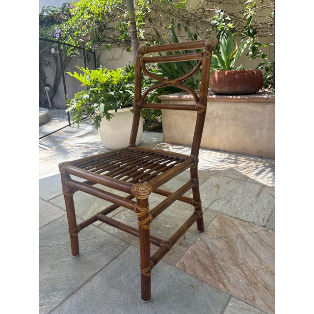 1970s McGuire Bamboo & Rattan Side Chairs (2) For Sale - Image 11 of 12