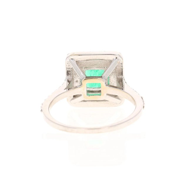 1.54 Carat Emerald Diamond 18 Karat White Gold Engagement Ring, size 7 For Sale - Image 4 of 5
