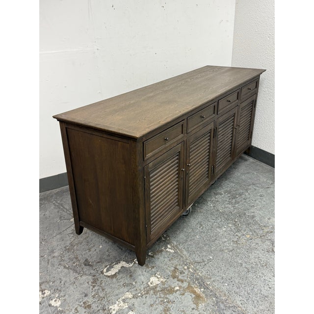 Brown Restoration Hardware Driftwood Oak Shutter Sideboard For Sale - Image 8 of 12