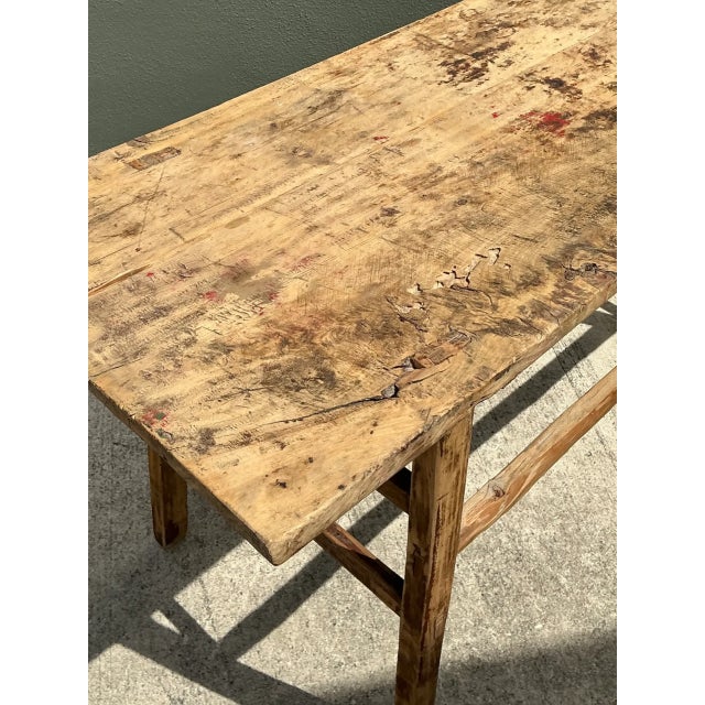 Vintage Rustic Wood Console Table For Sale - Image 4 of 12