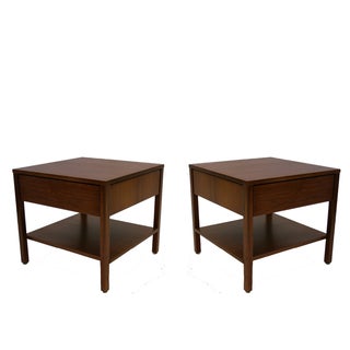 Florence Knoll Walnut Nightstands End Tables- Pair For Sale