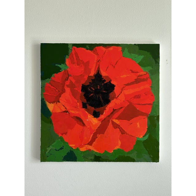 "Poppy Flower" Modern Original Oil Painting, by Jennifer Hohlfelder For Sale In Denver - Image 6 of 9