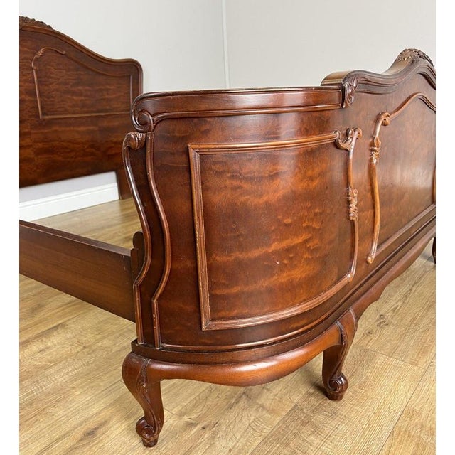Vintage French Louis XVI King Size Bed Frame with Carved Headboard For Sale - Image 16 of 18