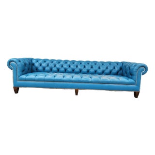 1960's Blue Chesterfield Sofa For Sale