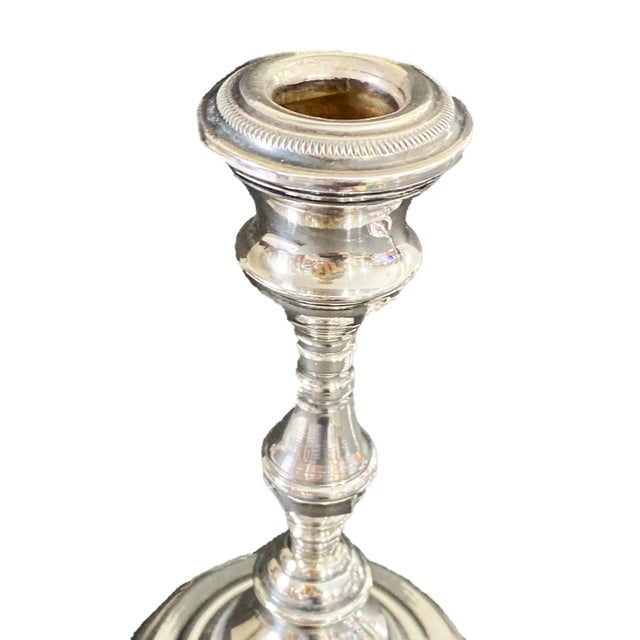 Vintage Weighted Sterling Silver Candle Holders Pair For Sale - Image 4 of 6