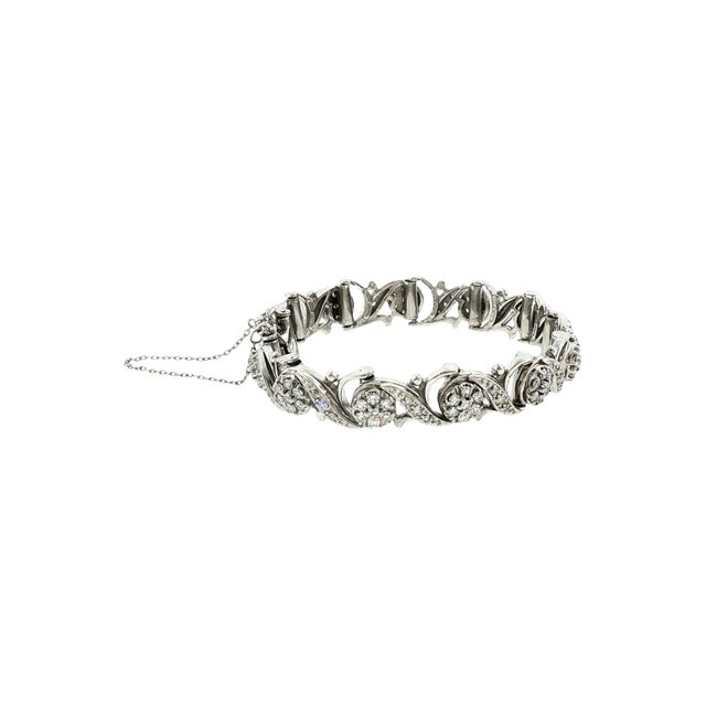 Mid-Century 18 Karat White Gold Jabel 3.5 Carat Total Weight Bracelet For Sale - Image 4 of 6