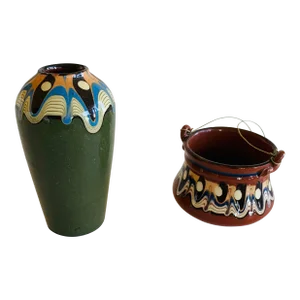 Vintage 1980s Greek Petit Ceramic Vessels - Set of 2